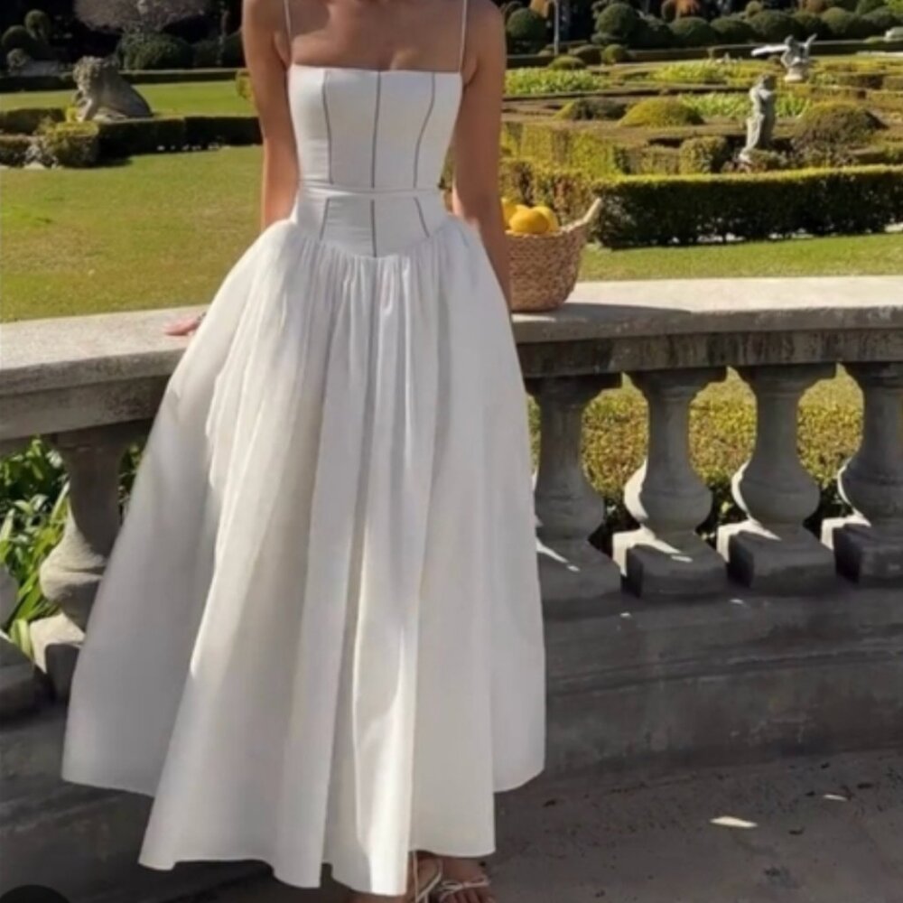 HOUSE OF CB Ysabella White Midi Corset Dress